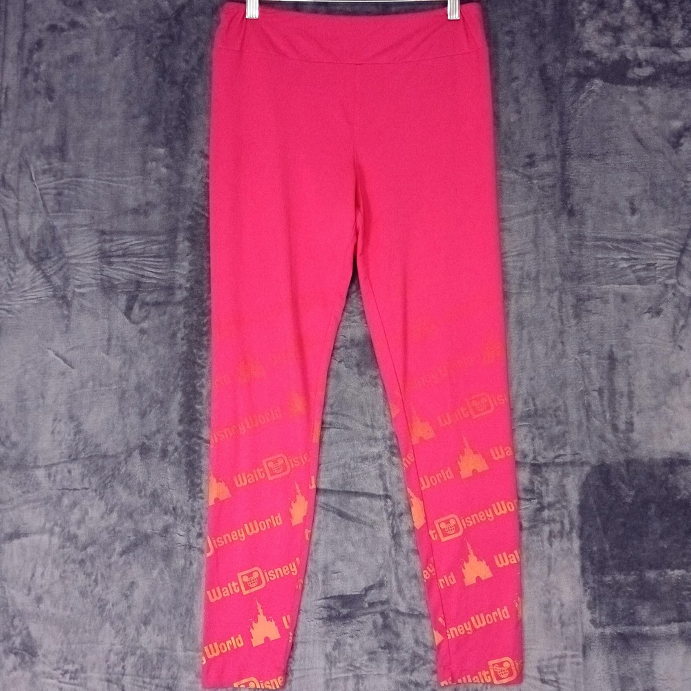 Disney Walt Disney World Leggings Womens‎ Medium Pink Castle Graphic Stretch